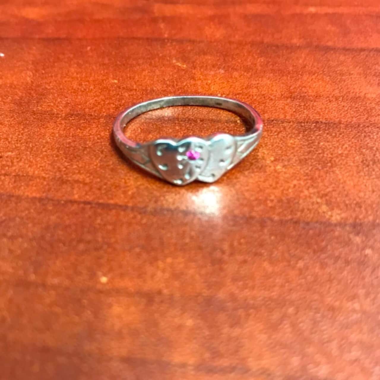 Womens Silver Ring with Pink Stone