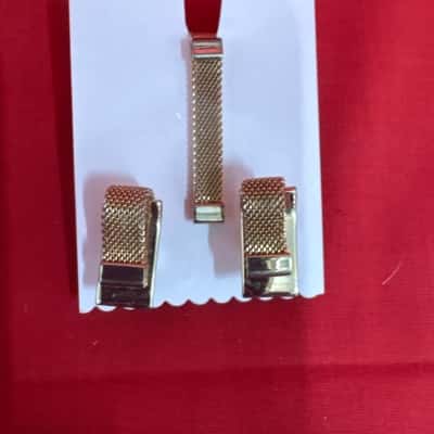 Mens Gold Tone Woven Mesh Cufflinks & Tie Bar