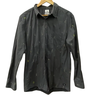 Quicksilver Mens  Size L Long Sleeve Shirt Black  / Pattern 