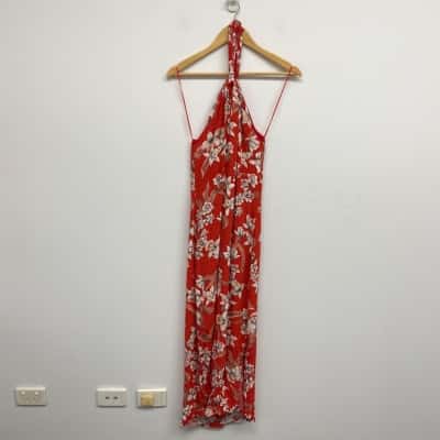 Katies Red Orchid Halter Neck Maxi Dress  Size 8 
