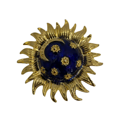 Unbranded Women's Brooch Navy Blue Sun/Star/Moon Costume Jewellery 