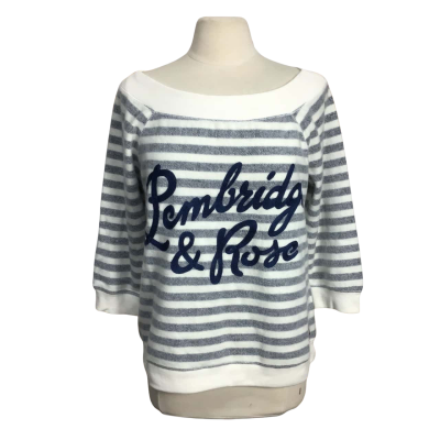  Pembridge & Rose Womens  Size 14 Crop Cotton Blend Striped Jumper