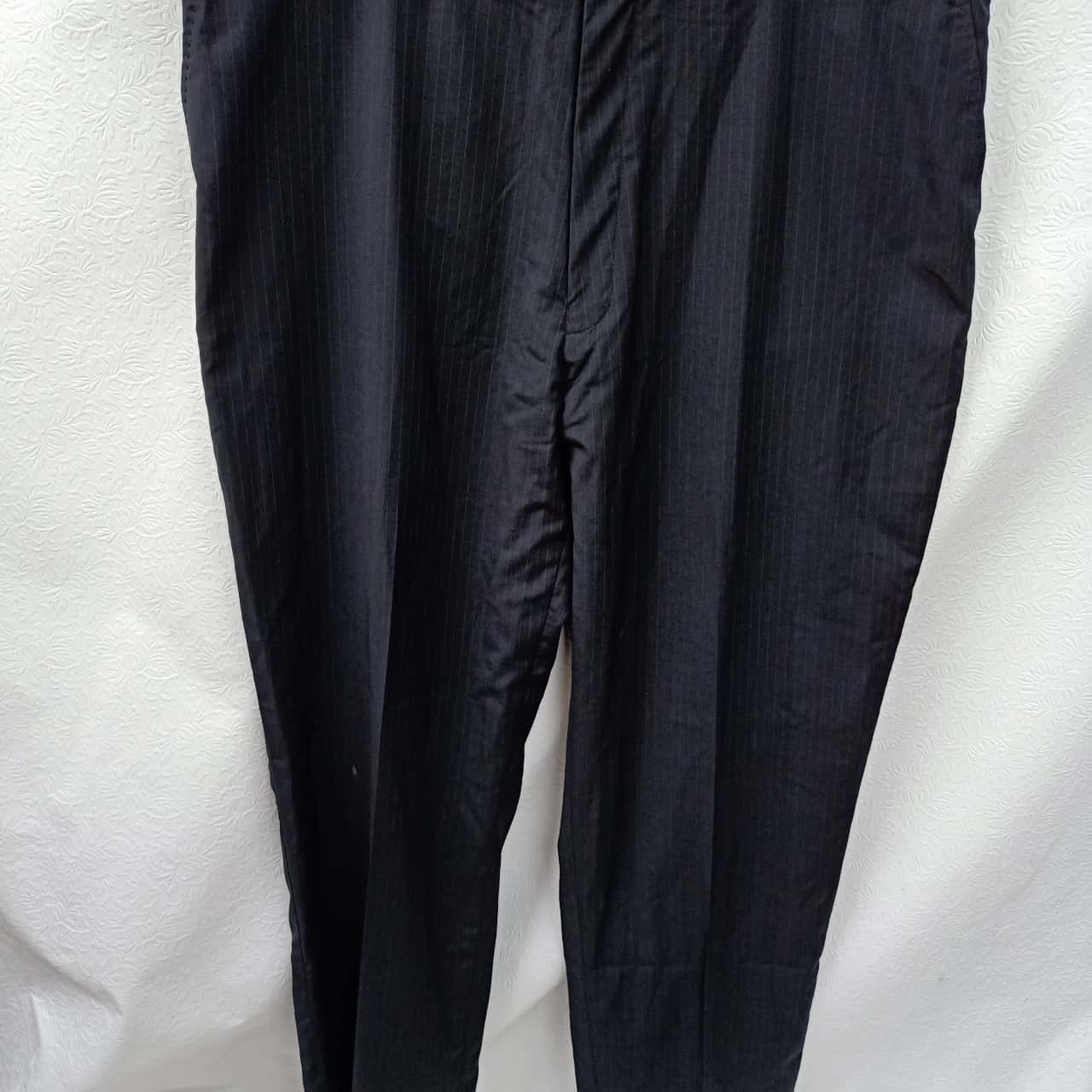 Notch Collar Pleated Pants Executive Classic Pin Stripe ~ Pinstripe Black Suit 2RS-16