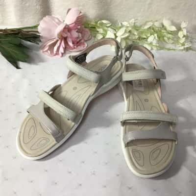 Ecco Womens Size 39 Cruise II Grey Leather Sports Sandals (new) 