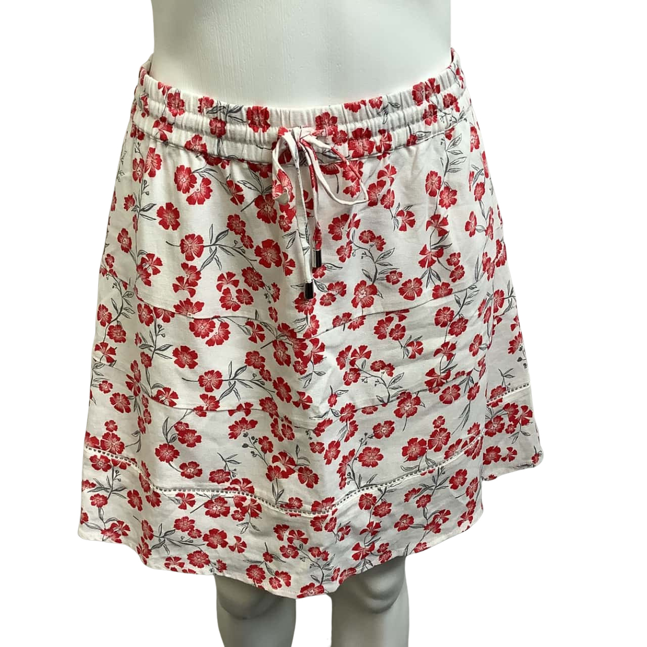 Jeanswest Womens Size 16 Linen Blend Floral Mini Skirt Red / White BNWT(s)