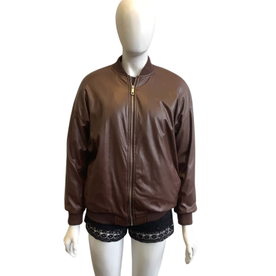 BNWT Supré Women's Size 2XS/XS Vegan Leather Classic Bomber Choc Top