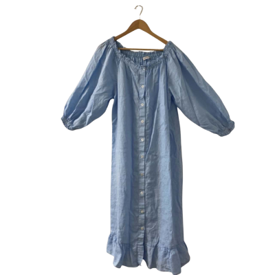 SLEEPER Women's One Size Linen Lounge Dress Pale Blue (RRP $250)