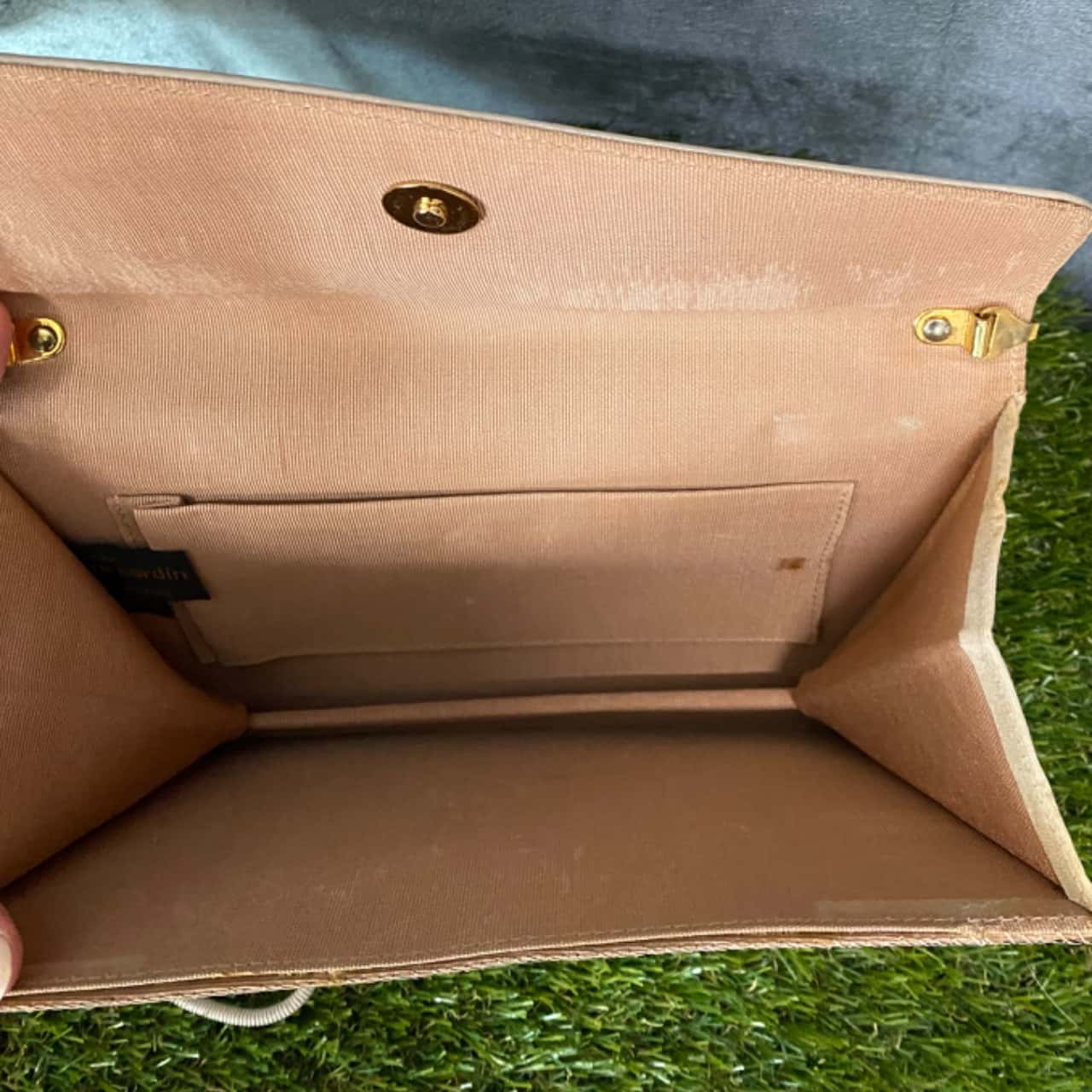 Sac à Main Fourre-tout Pierre Cardin Beige En Simili Cuir - Occasion En Bon état - Dimensions 40x22 Cm