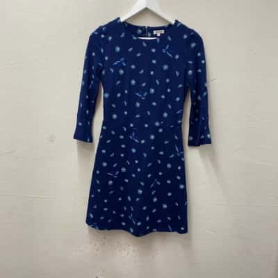 Marcs Womens  Size 6 Long Sleeve Dress Navy Blue / Pattern 
