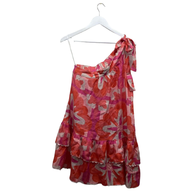 Adorne Size 8 Colourful One Shoulder Linen Mini Dress