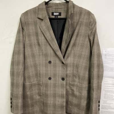 DKNY Womens  Size XL Blazer Grey / Pinstriped 