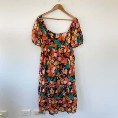 Atmos&Here Tropicana Alia Maternity Puff Sleeve Midi Dress Size 14 