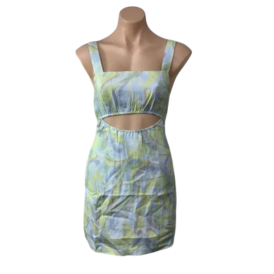 Ownley Womens Size S Blue / Green / Yellow Swirl Pattern Sleeveless Mini Dress (new)