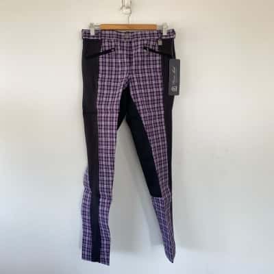 Thomas Cook Purple Black Side Splice Jodhpur Horse Riding Pants Size 12 