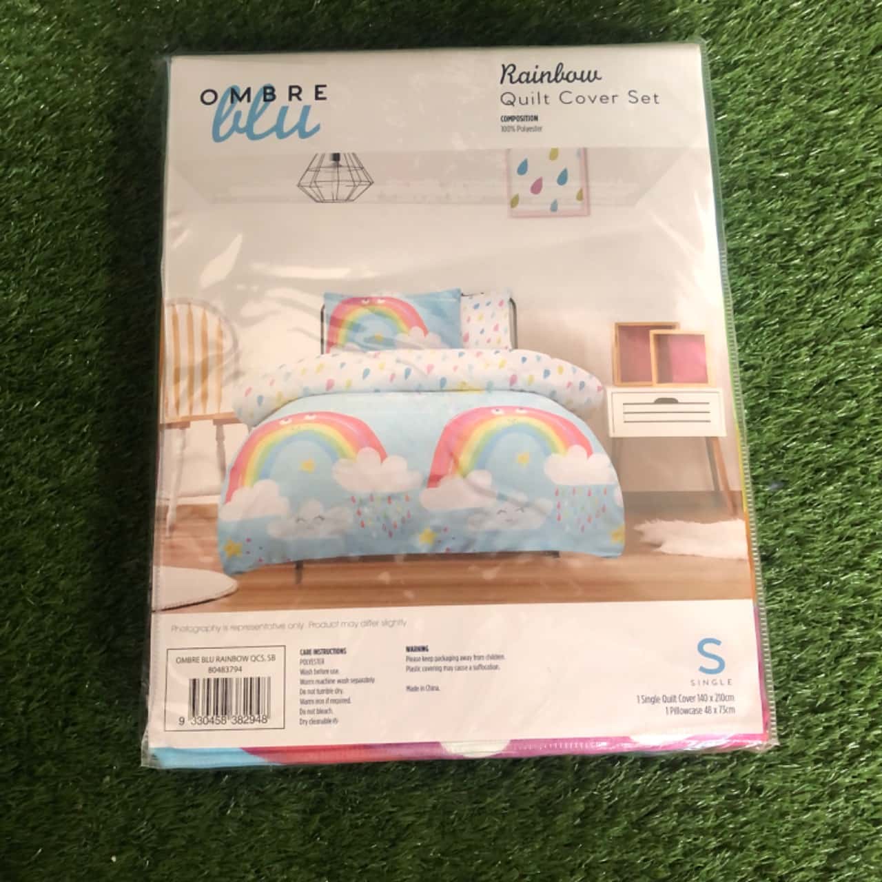 Ombre Blu Rainbow Quilt Cover Set Size Single (New)(s)