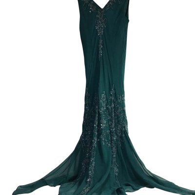 slim fit dress slacks Pastel Green Floral Evening Gown