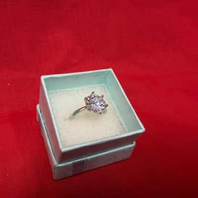 Silver-Tone Solitaire Ring