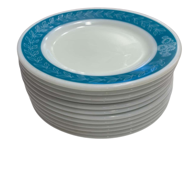 Pyrex Turquoise Laurel Leaf & flowers set of 12 Plates
