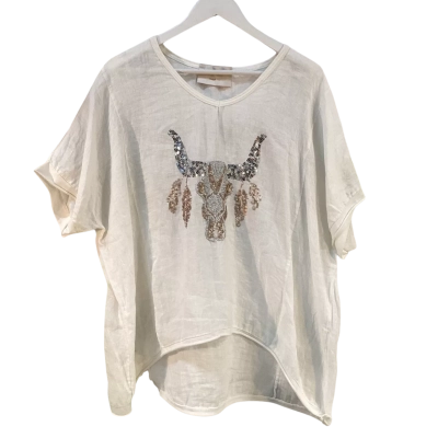 Donna Donna Italy Womens Size M / L Linen Top White 