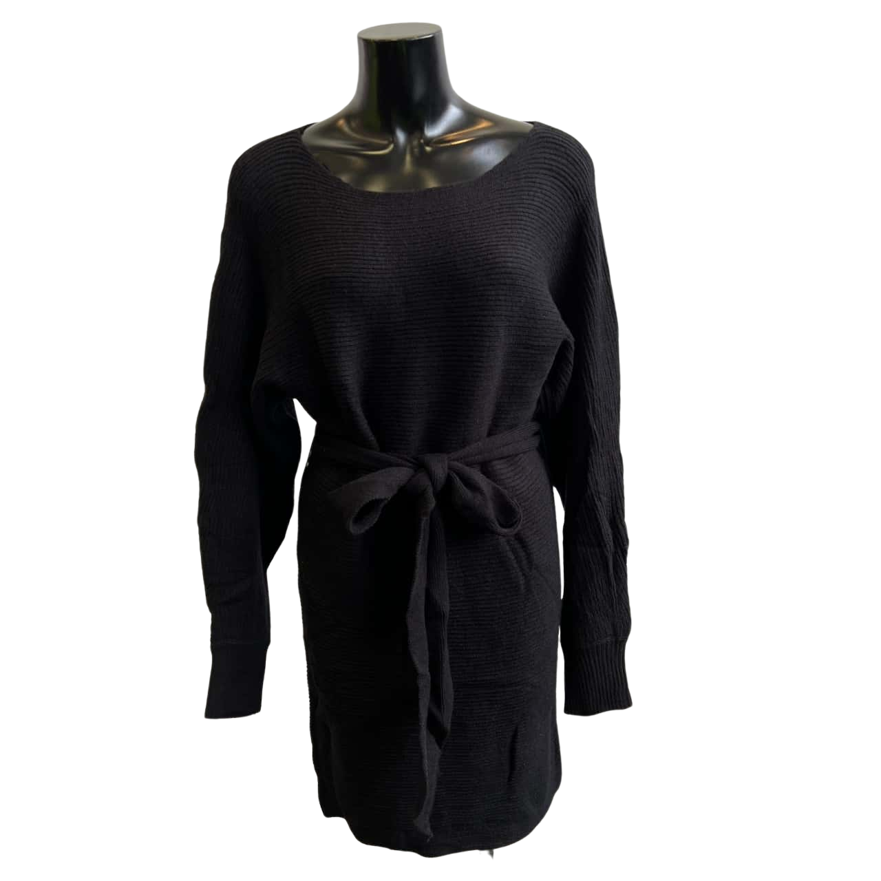BNWT Atmos & Here Womens Size S Long Sleeve Belt Knit Mini Dress Black (s)