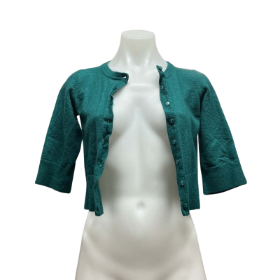 Sportscraft Womens 100% Wool Size L Cardigan Green 