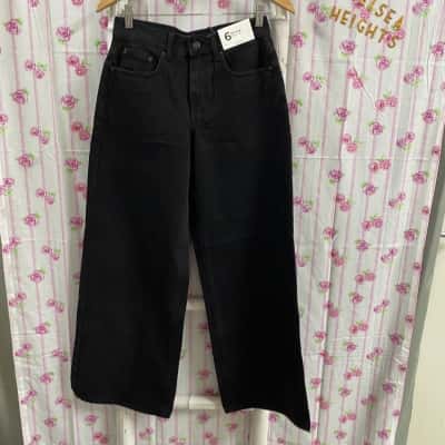 Womens Glassons Size 6 Mid Rise Wid Leg Jeans Washed Black
