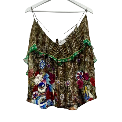 Camillia “Jewel of Jupiter” SILK Frill Detail Top Size L 