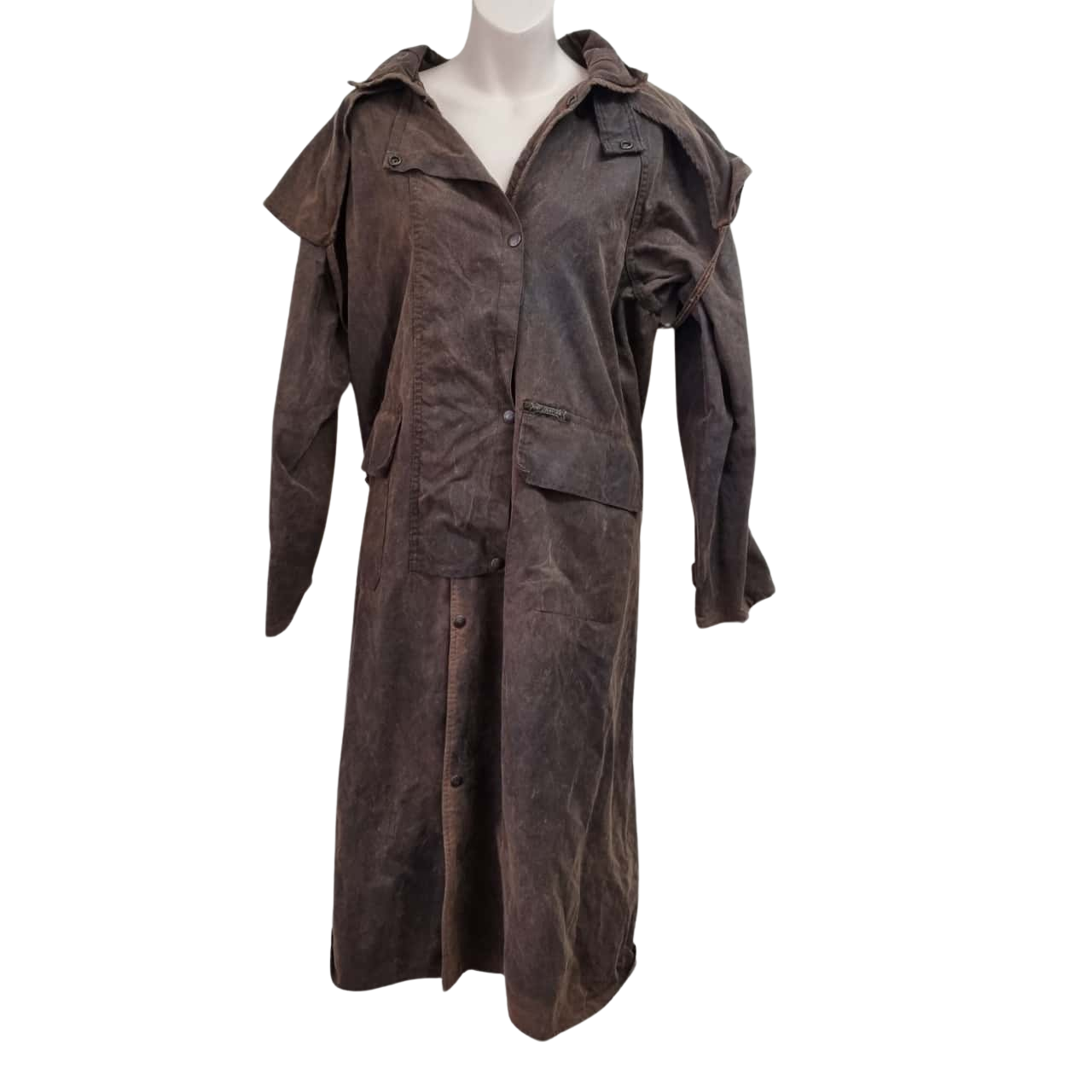 DRIZABONE Brown Oil Skin Long Riding Coat Size S Made In Australia(s)