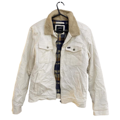RVCA Mens Easy Trucker Sherpa Jacket White / Natural Size S 