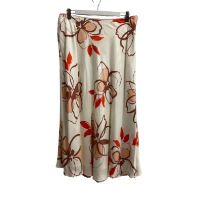 Trenery Womens Size 12 A-Line Skirt Pink  / Red / White/Pattern - 100% Silk