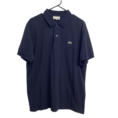 Lacoste Mens  Size L Polo Shirt Navy Blue - Wash Fade on collar 