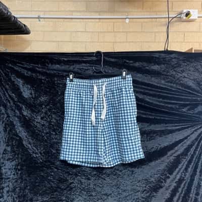 Deus Ex Machina Mens  Size M Cargo Shorts Blue / Gingham / Off White 