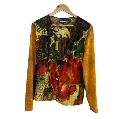 Desigual Womens  Size 44 Sheer Floral Pattern Jacket 