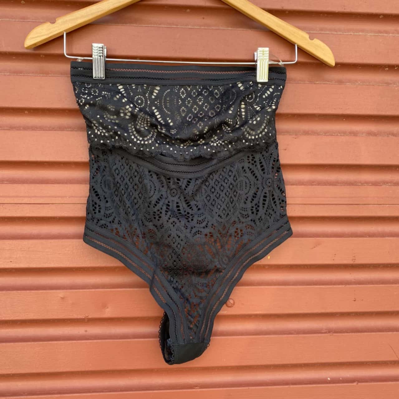 Bras and Things Womens Size 8 Black Lace Narnia Bodysuit (s)