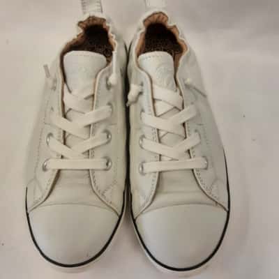 Womens white leather Colorado slip-on elastic ankle sneakers