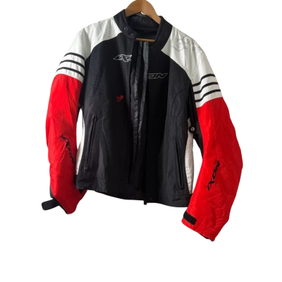  Mens  Size 8 Biker / Winter Jacket Black  / Red / White 