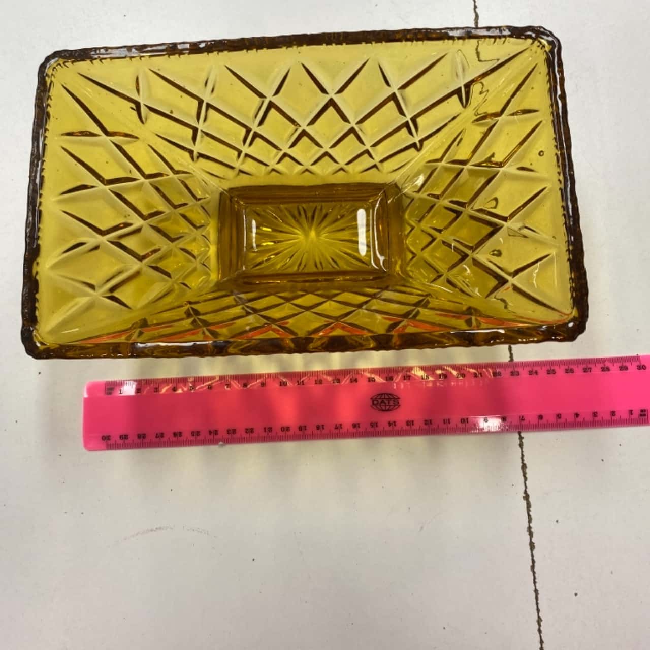 Amber Depression Rectangle Glass Bowl