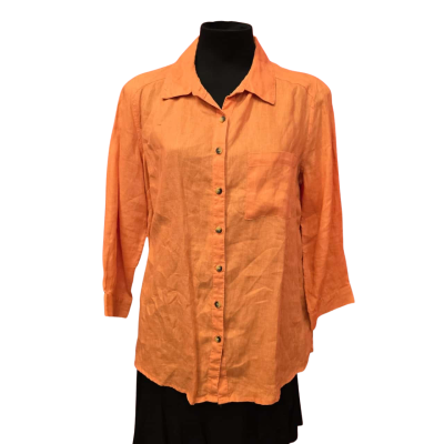  Womens Grae Linen Size 10 Orange Top 