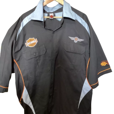 Harley Davidson Mens  Size XXXXL Short Sleeve Shirt Black  / Grey / Orange / White 