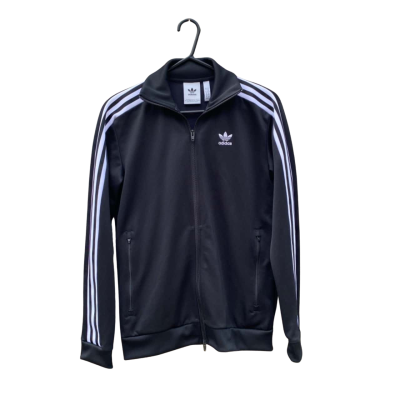 Mens Adidas Size XS Front Zipper Jacket Black  / Striped / White 
