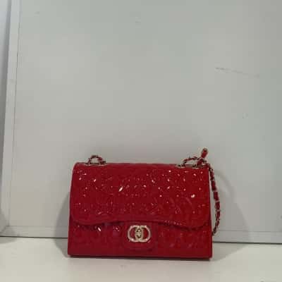Red leather handbag 