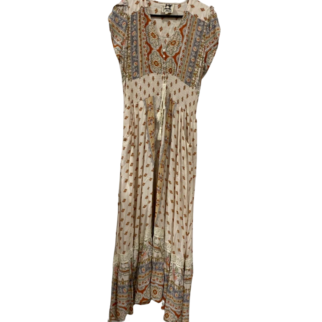 Jaase Womens Size XL Maxi Dress Beige / Grey / Orange