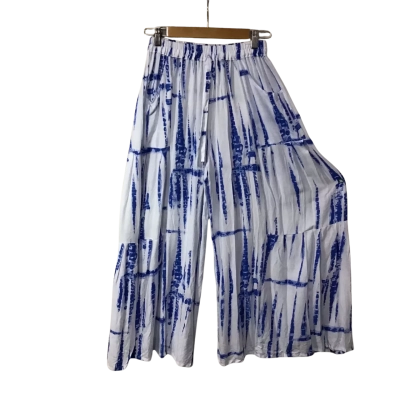 Ekos Womens approx Size S White / Blue Pattern Wide Leg Komprang Pants (new)