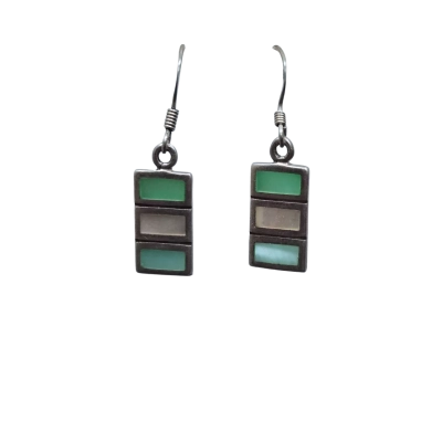 Sterling Silver Earrings With Coloured Inlay