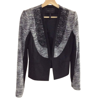BCBG Max Azria   Womens  Size XS Suit Jacket Black  / Off White / Pattern 