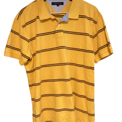 Tommy Hilfiger Mens polo shirt  Size XL Black  / Striped / Yellow 