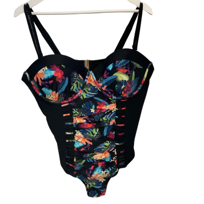 Meet.curve  Womens  Size XXXL Black  / Floral swimsuit 