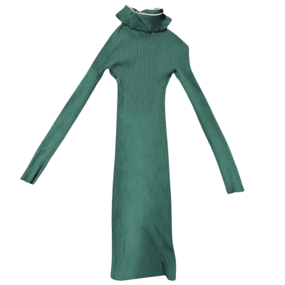 Scanlan Theodore Size S Long, Dark Green, Turtleneck, Bodycon Dress