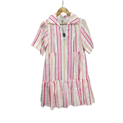 Country Road Womens  Size 4 Tiered Stripe Dress Pink  / White RRP $156