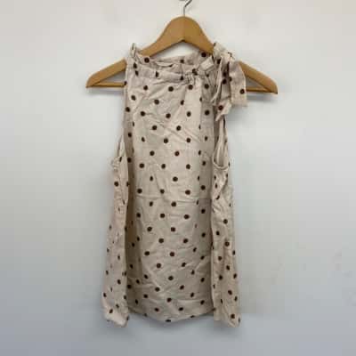 Sussan Oatmeal Sleeveless Linen Blend Top  Size 12 